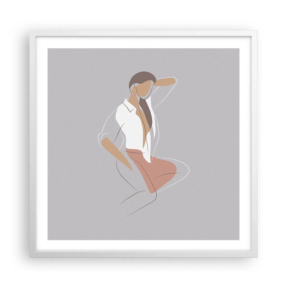 Póster en marco blanco - Un esbozo de encanto - 60x60 cm