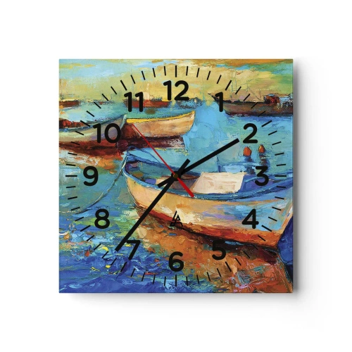Reloj de pared - Reloj de vidrio - En la bahía sur - 40x40 cm