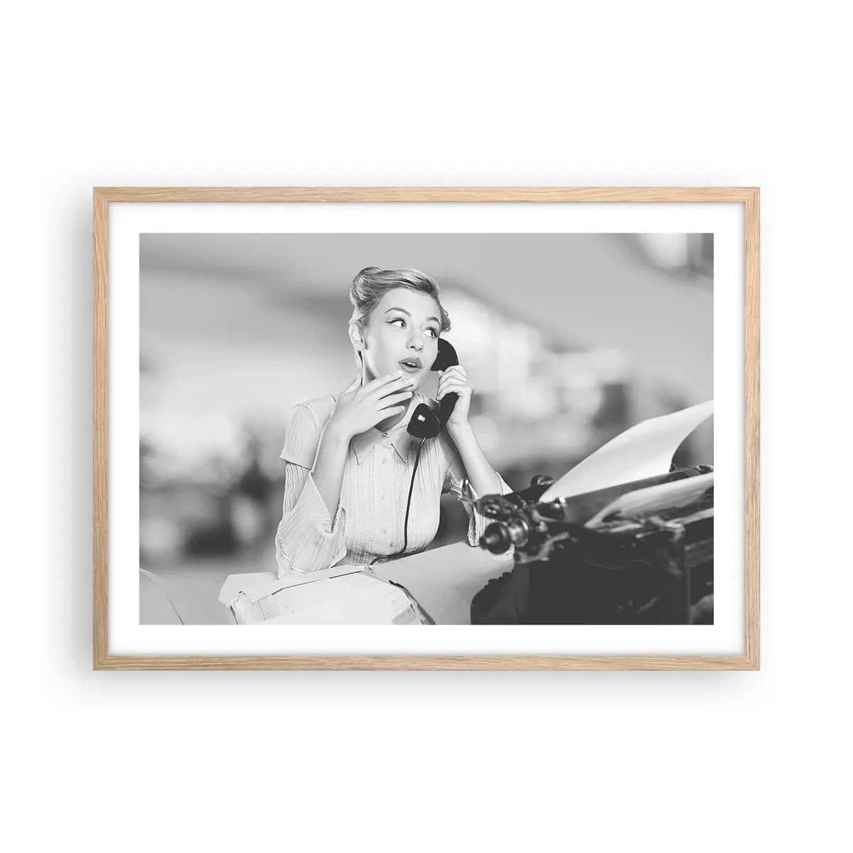 Póster en marco roble claro - ¿Diga?, estamos en los años 50. - 70x50 cm