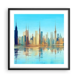 Póster en marco negro - Metrópolis soleada - 50x50 cm