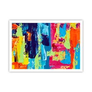 Póster - Composición abstracta de colores en forma dinámica. - 100x70cm - ¡La vida es hermosa! - Decoración de pared moderna para salón y dormitorio ARTTOR