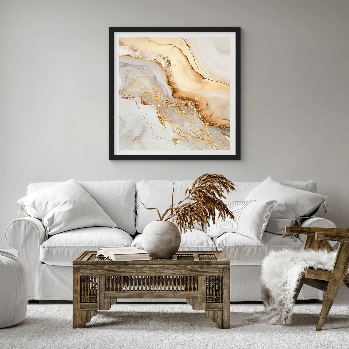 Póster en marco negro - Abstracción: belleza y bondad - 40x40 cm