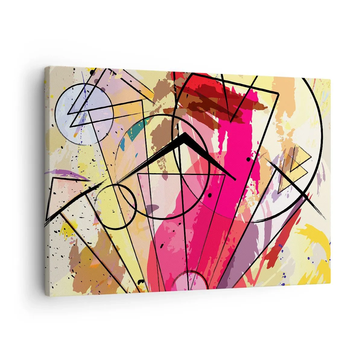 Cuadro sobre lienzo - Impresión de Imagen - Abstracción con líneas y formas geométricas. - 70x50cm - Explosión - Decoración de pared moderna para salón y dormitorio ARTTOR