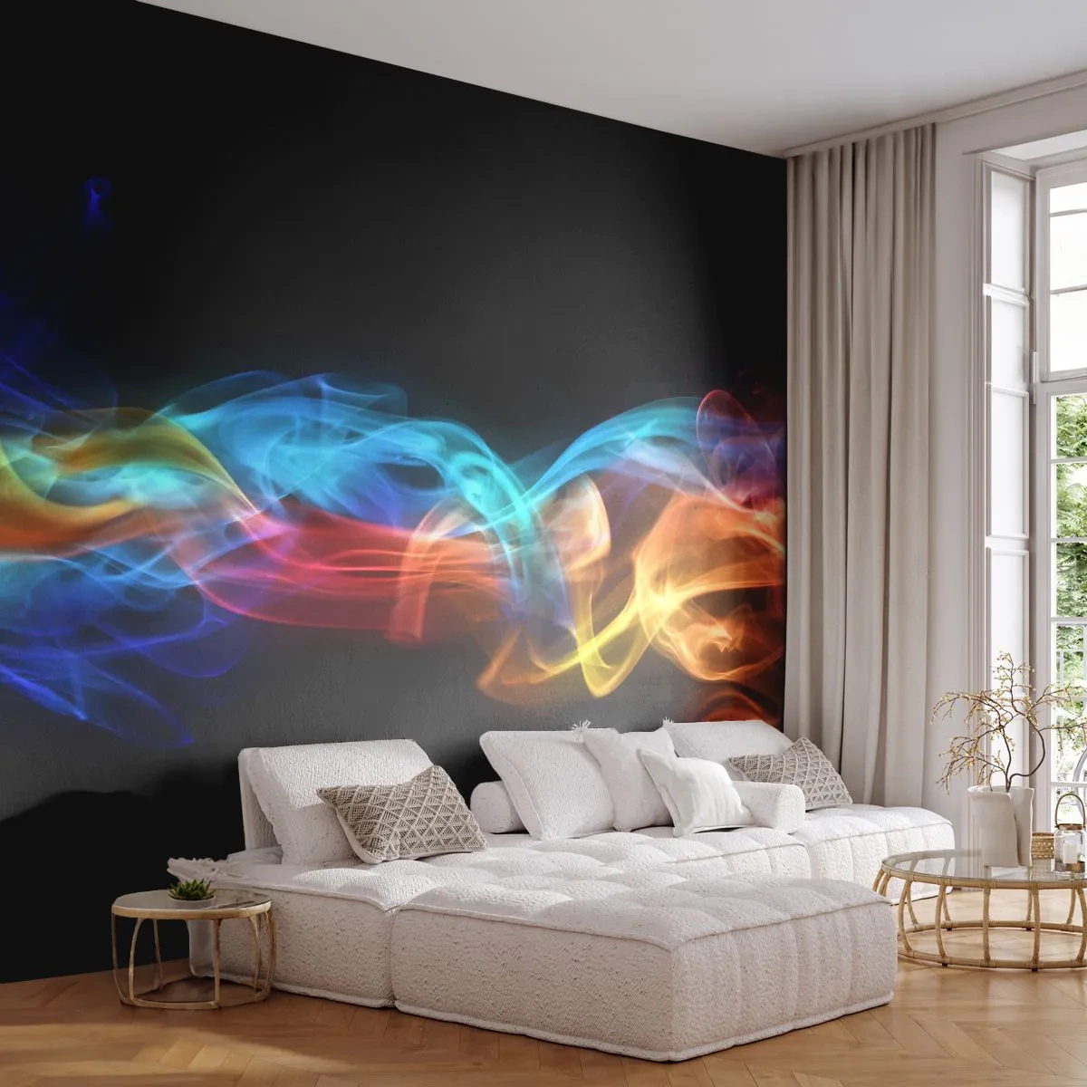 Fotomural Premium Canvas - Una danza de nieblas de arco iris - Abstracción, Gráficos, Llamas coloridas - 250x175 cm