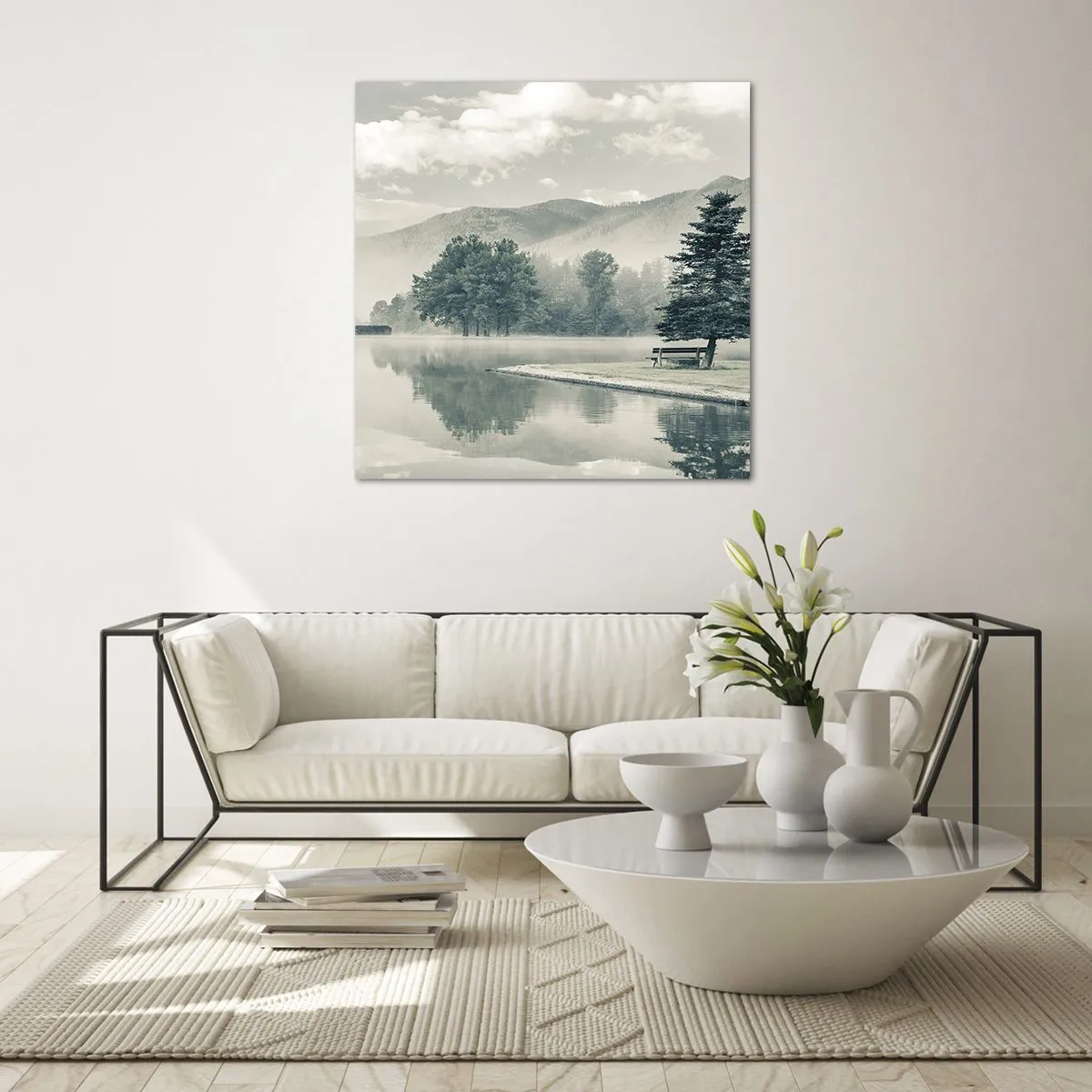 Cuadro sobre vidrio - Impresiones sobre Vidrio - El lago sigue durmiendo - 40x40 cm