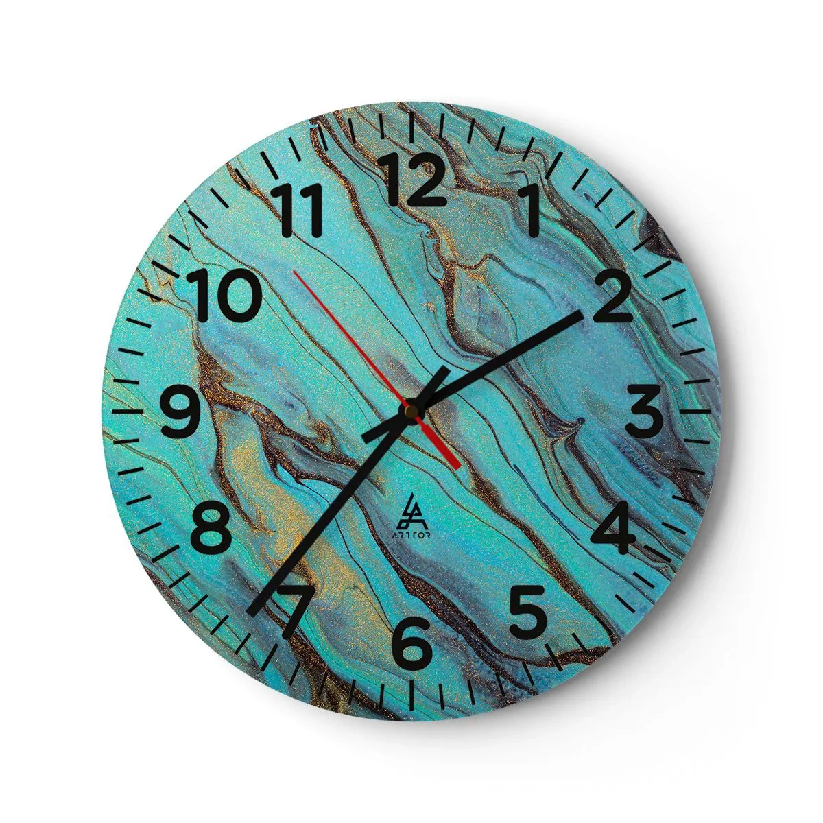 Reloj de pared - Reloj de vidrio - Marea turquesa - 40x40 cm