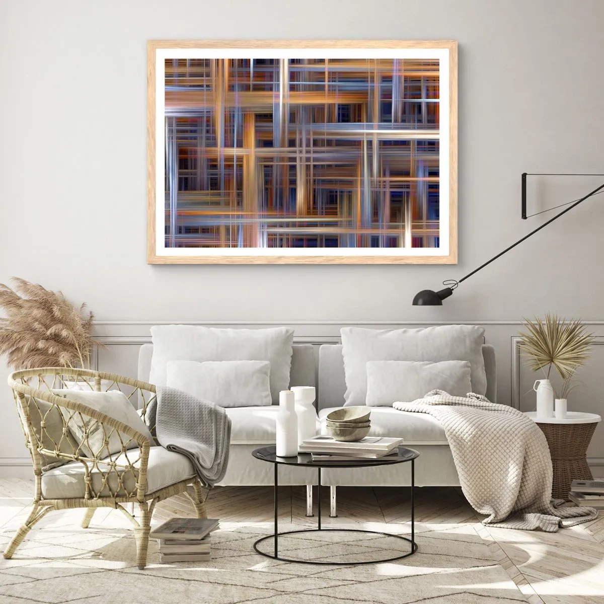 Póster en marco roble claro - Tejido de luz - 40x30 cm