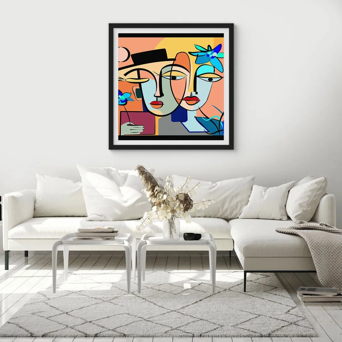 Póster en marco negro - Randez vous de Picasso - 30x30 cm