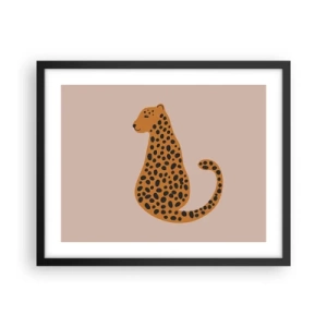 Póster en marco negro - El estampado de leopardo está de moda - 50x40 cm