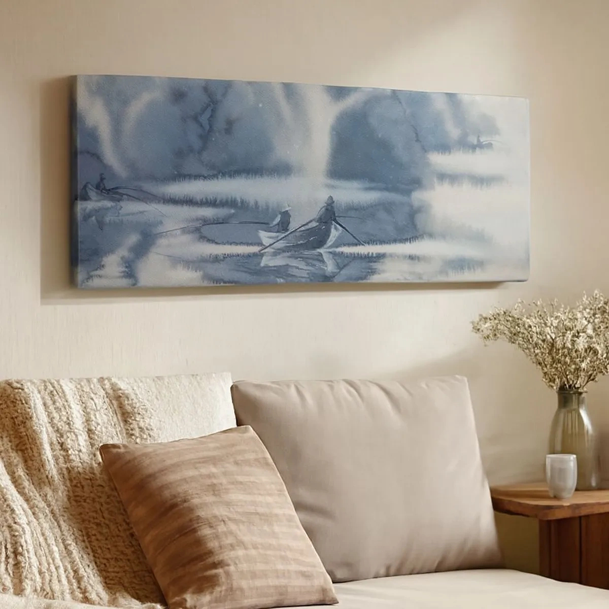 Cuadro sobre lienzo - Impresión de Imagen - Pescadores en su paraíso - 100x40 cm