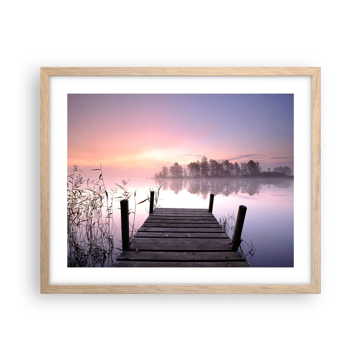 Póster en marco roble claro - De la niebla lila... - 50x40 cm