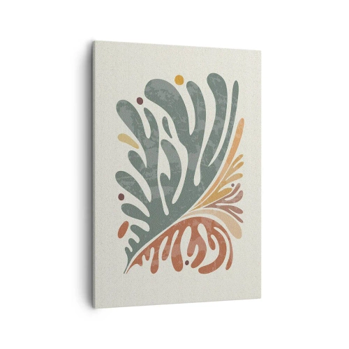 Cuadro sobre lienzo - Impresión de Imagen - Hoja abstracta colorida sobre un fondo claro - 50x70cm - Hoja multicolor - Decoración de pared moderna para salón y dormitorio ARTTOR