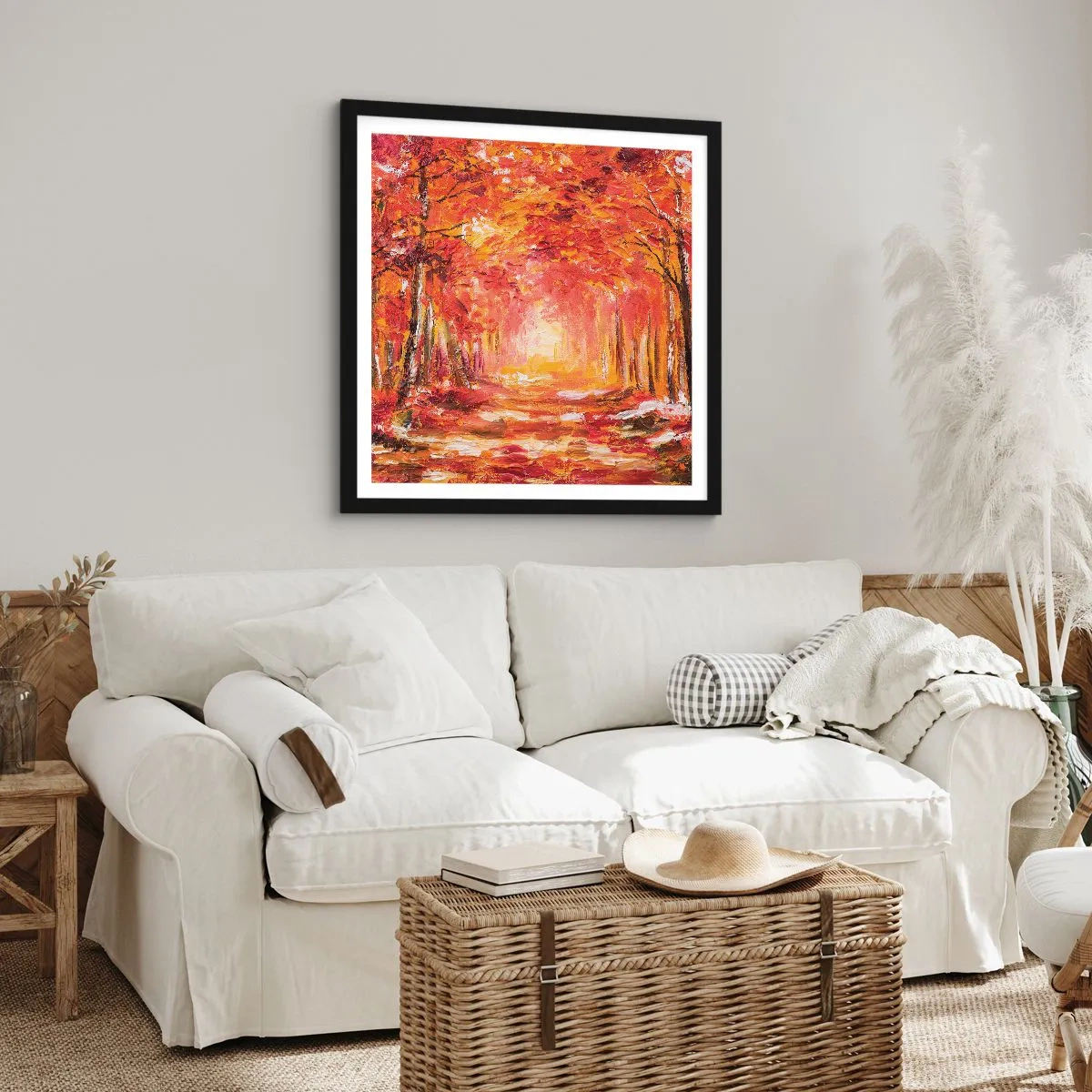 Póster en marco negro - Bosque de cobre - 60x60 cm