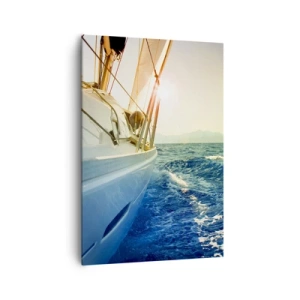 Cuadro sobre lienzo - Impresión de Imagen - Un yate en mar abierto con vistas a las olas. - 70x100cm - Para una aventura - Decoración de pared moderna para salón y dormitorio ARTTOR