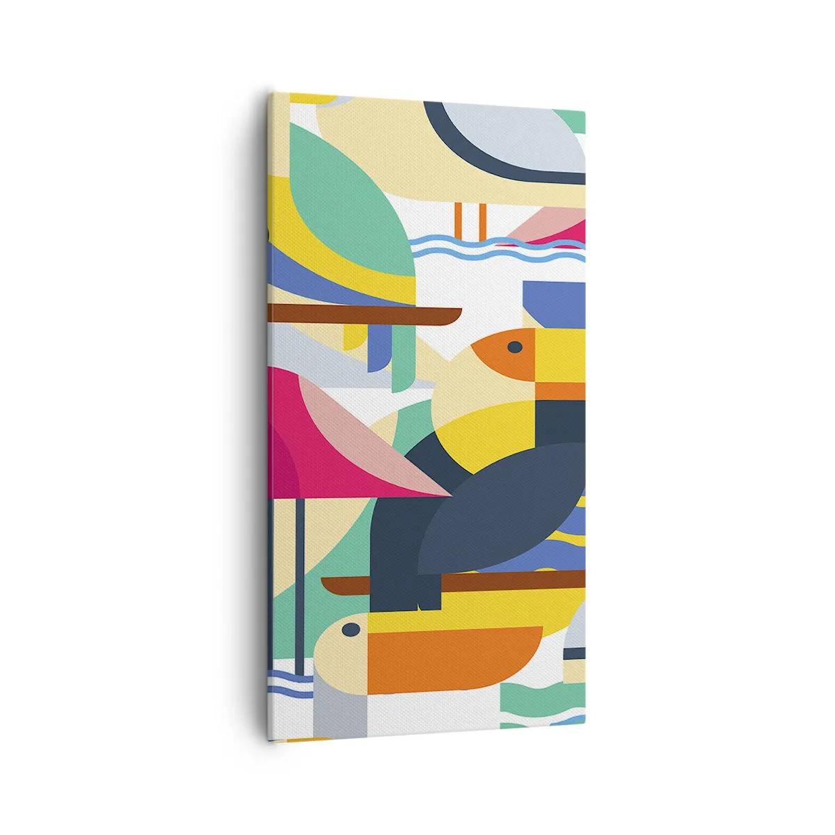 Cuadro sobre lienzo - Impresión de Imagen - Fiesta de las aves - 55x100 cm