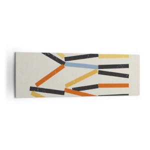 Cuadro sobre lienzo - Impresión de Imagen - Composición abstracta con rectángulos de colores y negros en disposición horizontal. - 160x50cm - Composición horizontal - Decoración de pared moderna para salón y dormitorio ARTTOR