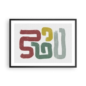 Póster en marco negro - Patrones geométricos coloridos en un estilo abstracto. - 70x50cm - En un idioma desconocido - Decoración de pared moderna para salón y dormitorio ARTTOR