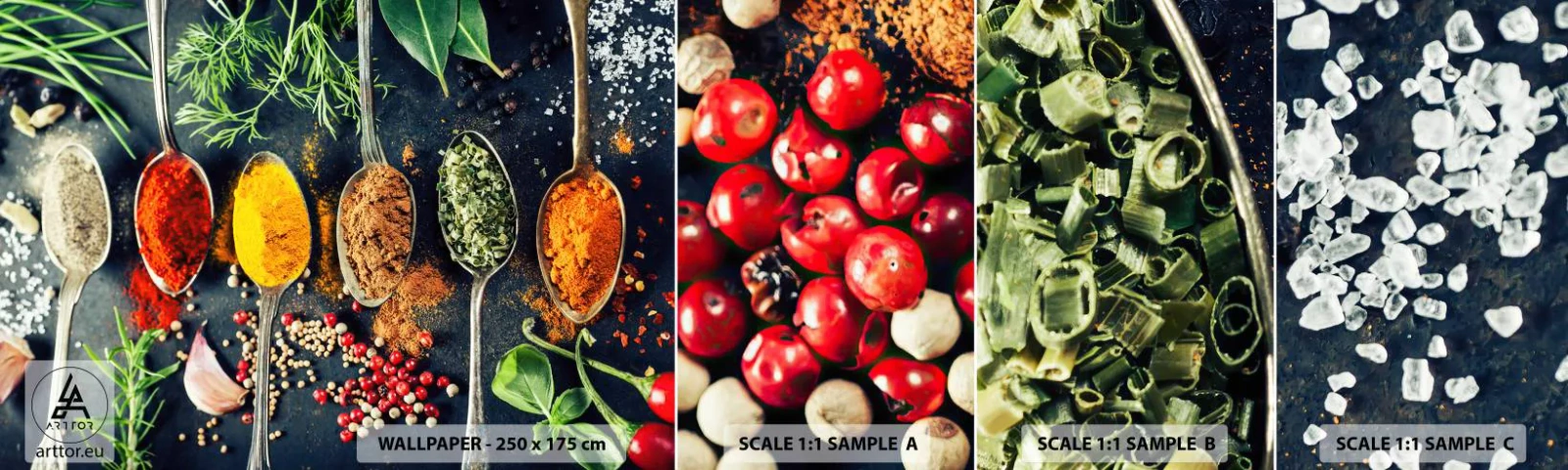 Muestra De Fotomural Standard Eco - Magia culinaria - Especias, Hierbas, Cocina - 100x30 cm