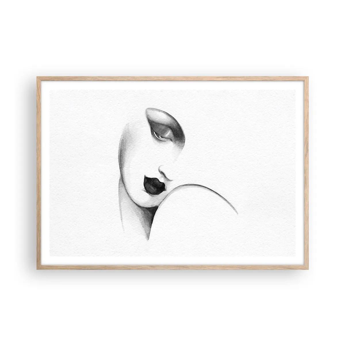 Póster en marco roble claro - Pensativa - 100x70 cm