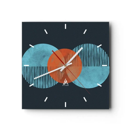 Reloj de pared - Reloj de vidrio - Composición simétrica - 40x40 cm