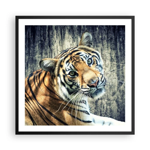 Póster en marco negro - Retrato en corrientes de luz - 60x60 cm