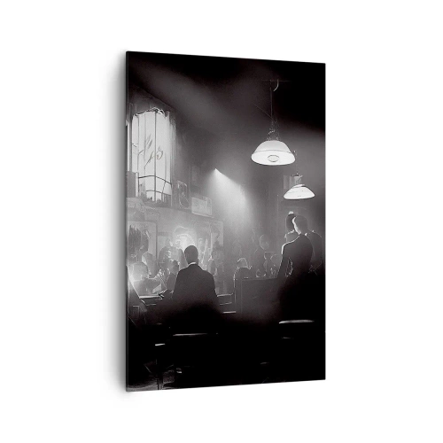 Cuadro sobre lienzo - Impresión de Imagen - Escena de clubes nocturnos de jazz en blanco y negro - 80x120cm - En clave de jazz - Decoración de pared moderna para salón y dormitorio ARTTOR