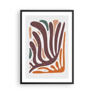 Póster en marco negro - Abstracción orgánica en tonos cálidos de marrón y naranja. - 50x70cm - Composición orgánica - Decoración de pared moderna para salón y dormitorio ARTTOR