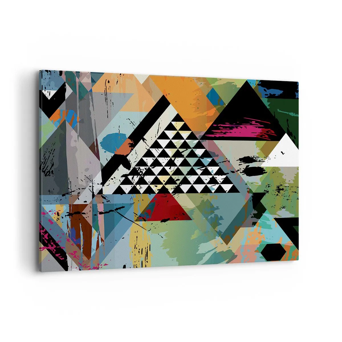 Cuadro sobre lienzo - Impresión de Imagen - Una composición abstracta de formas geométricas y colores. - 100x70cm - Qué sencillo es - Decoración de pared moderna para salón y dormitorio ARTTOR