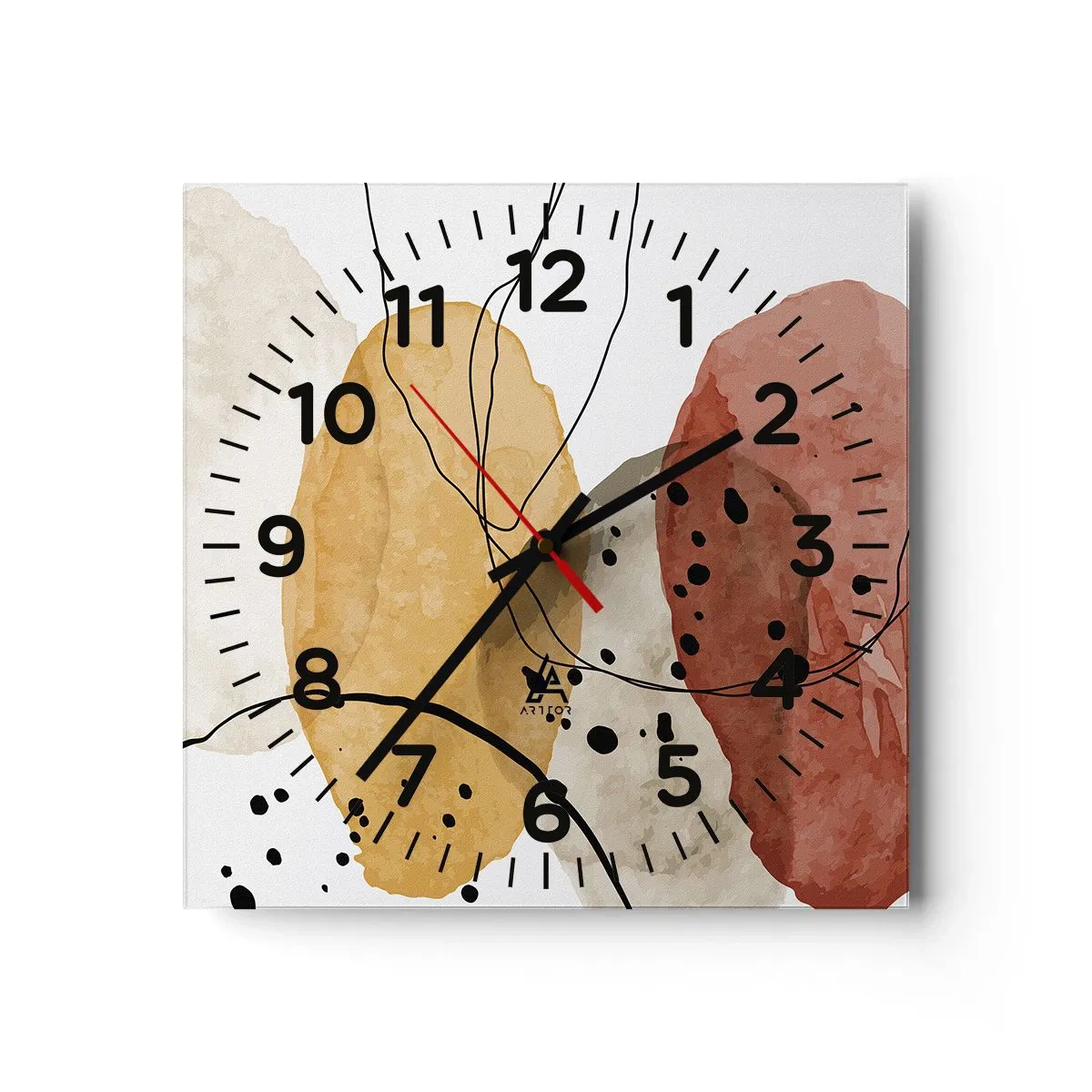 Reloj de pared - Reloj de vidrio - Líneas y transparencias - 40x40 cm