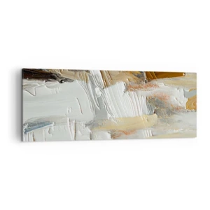 Cuadro sobre lienzo - Impresión de Imagen - Abstracción textural en tonos tierra y blanco. - 140x50cm - Estratificación de colores - Decoración de pared moderna para salón y dormitorio ARTTOR