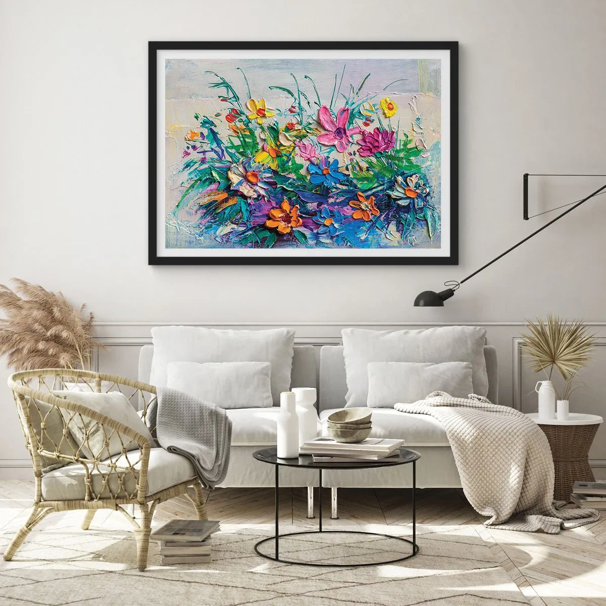 Póster en marco negro - La energía de las flores - 40x30 cm