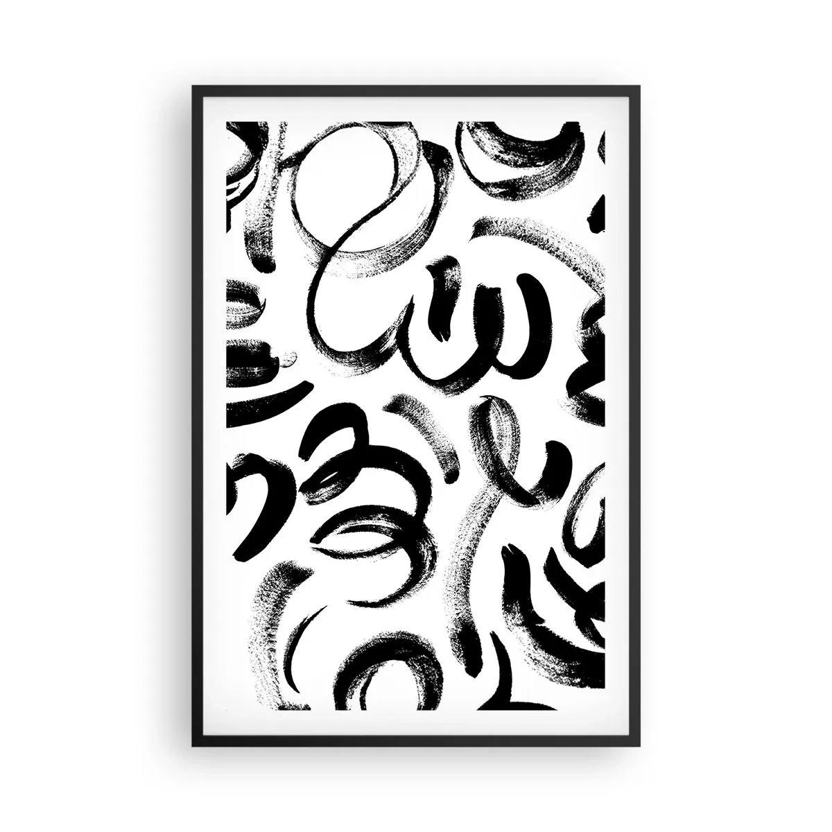 Póster en marco negro - Negro sobre blanco - 61x91 cm