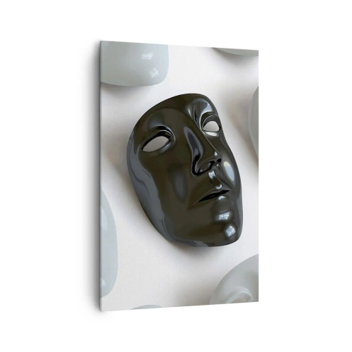 Cuadro sobre lienzo - Impresión de Imagen - Máscaras en blanco y negro sobre un fondo claro - 80x120cm - ¿Cómo destacar? - Decoración de pared moderna para salón y dormitorio ARTTOR