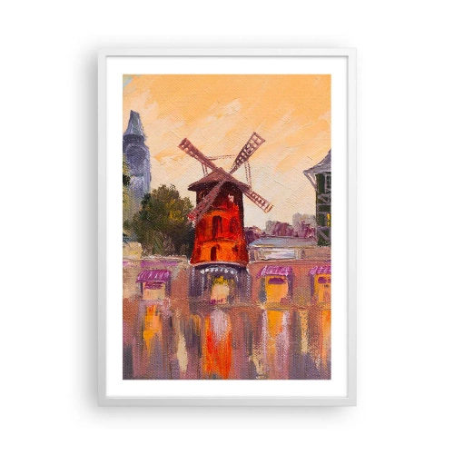 Póster en marco blanco - Iconos parisinos - Moulin Rouge - 50x70 cm
