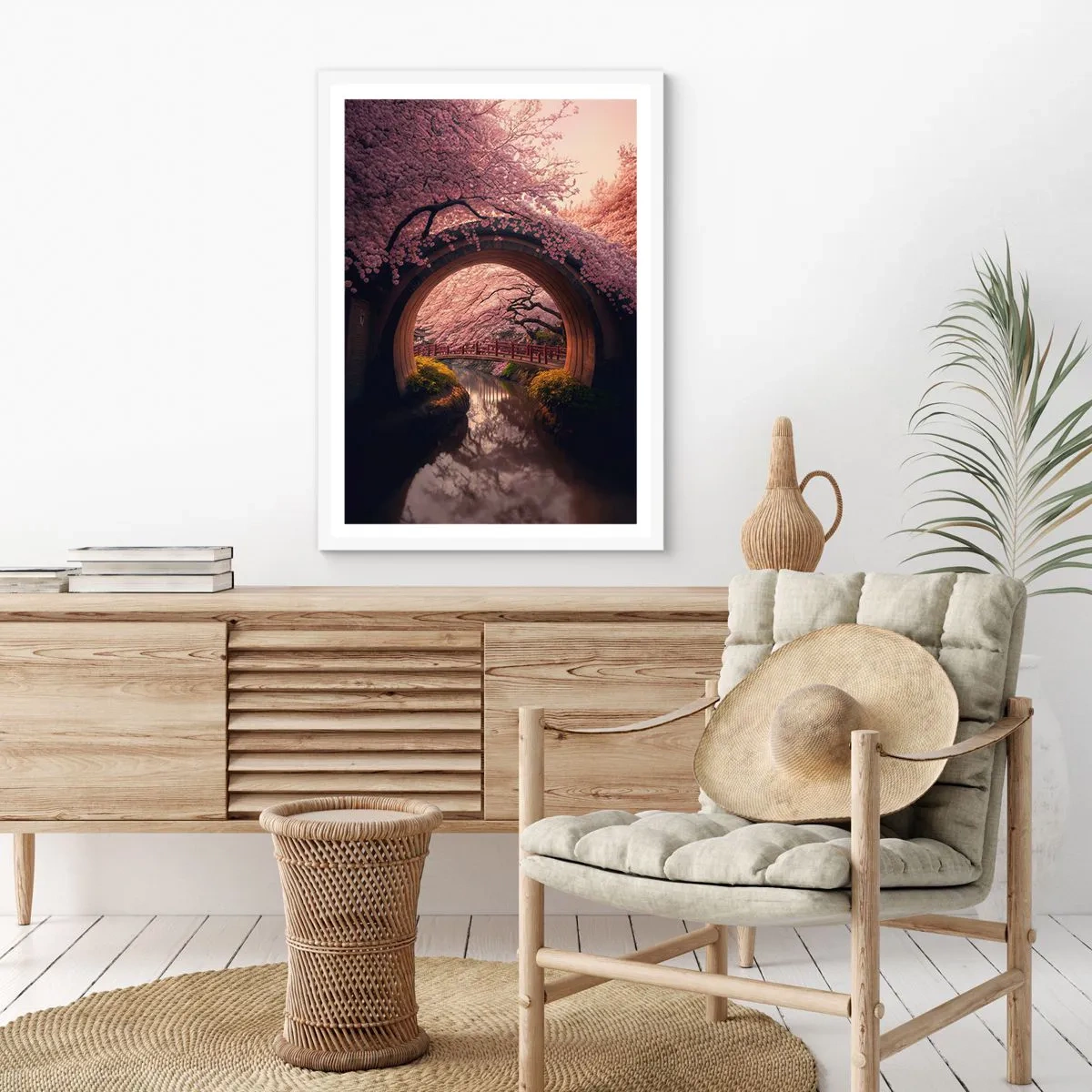 Póster en marco blanco - Primavera japonesa - 70x100 cm