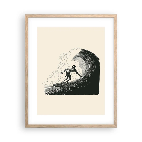 Póster en marco roble claro - Rey de la ola - 40x50 cm