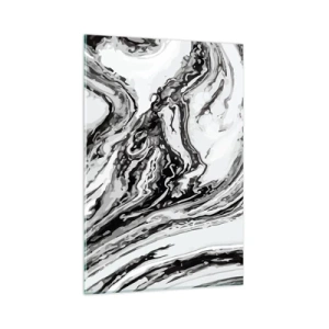 Cuadro sobre vidrio - Impresiones sobre Vidrio - Patrón de mármol abstracto en blanco y negro - 80x120cm - Al principio existía el caos - Decoración de pared moderna para salón y dormitorio ARTTOR