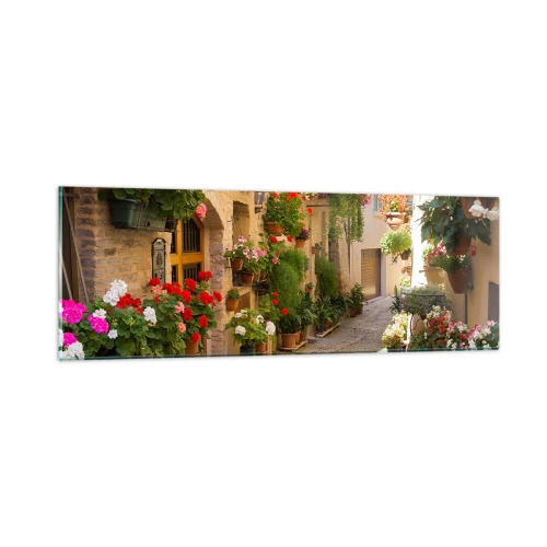 Cuadro sobre vidrio - Impresiones sobre Vidrio - En un torrente de flores - 90x30 cm