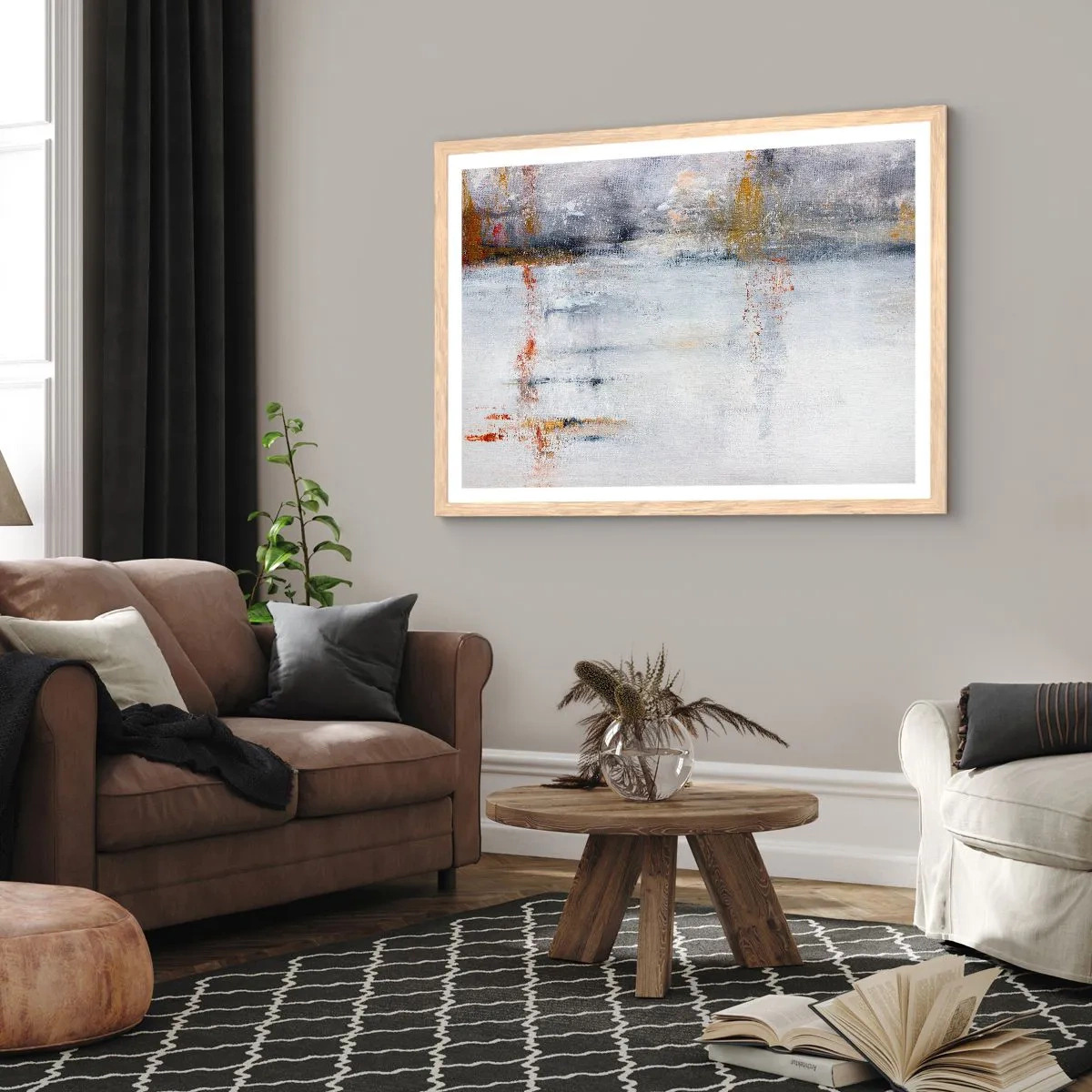 Póster en marco roble claro - Tras una cortina de aire - 91x61 cm