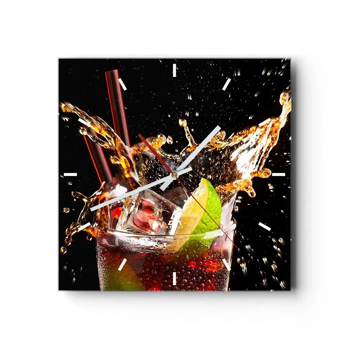 Reloj de pared - Reloj de vidrio - Alegría y energía colorida - 40x40 cm