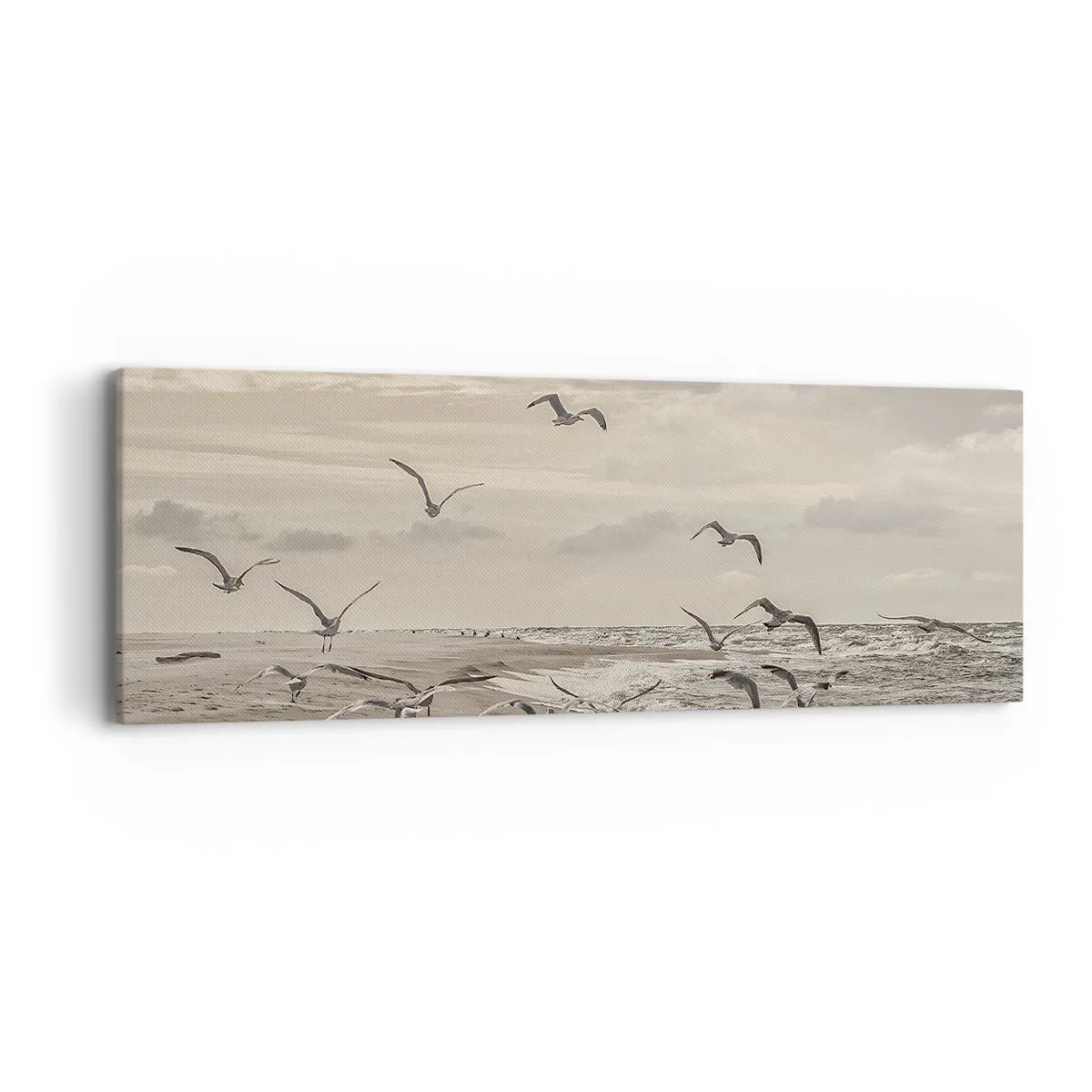 Cuadro sobre lienzo - Impresión de Imagen - El sonido del mar, el canto de los pájaros - 90x30 cm
