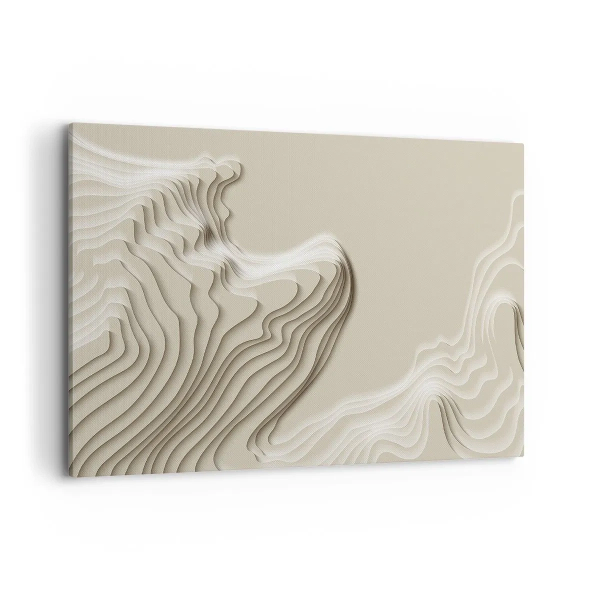 Cuadro sobre lienzo - Impresión de Imagen - Un patrón abstracto en tonos beige con efecto lineal. - 120x80cm - Topografía del arte - Decoración de pared moderna para salón y dormitorio ARTTOR