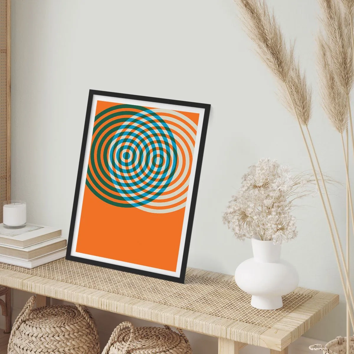 Póster en marco negro - Círculos y abstracción - 61x91 cm