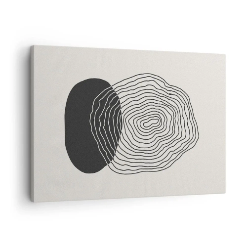 Cuadro sobre lienzo - Impresión de Imagen - Patrón abstracto con líneas y formas en blanco y negro. - 70x50cm - Persistencia y vibración - Decoración de pared moderna para salón y dormitorio ARTTOR