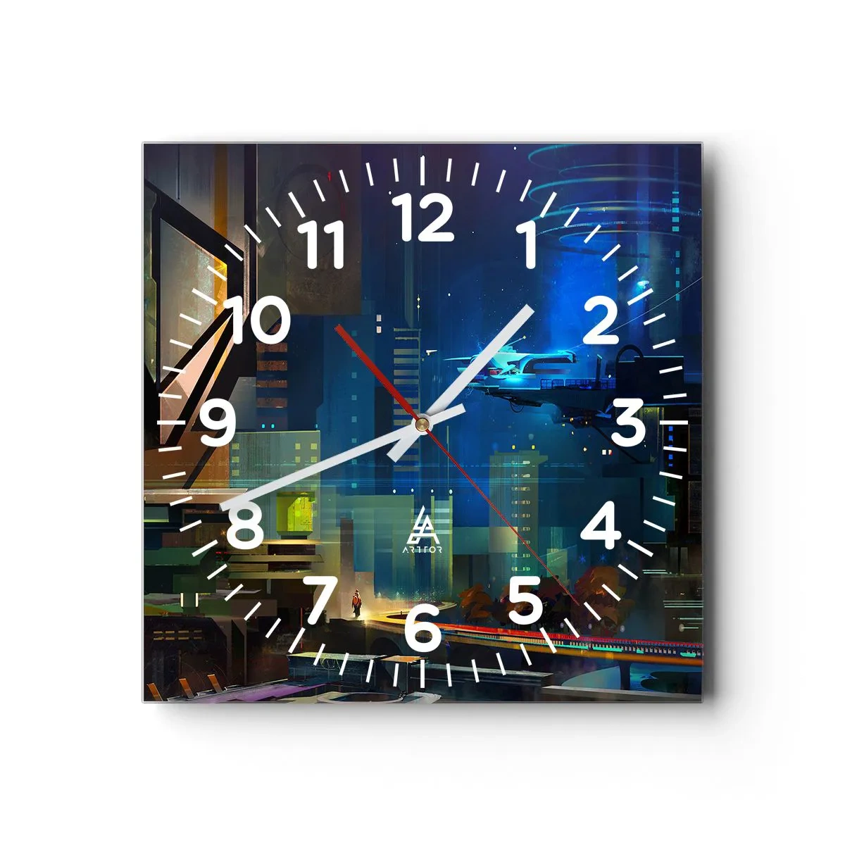 Reloj de pared - Reloj de vidrio - En un futuro próximo - 30x30 cm