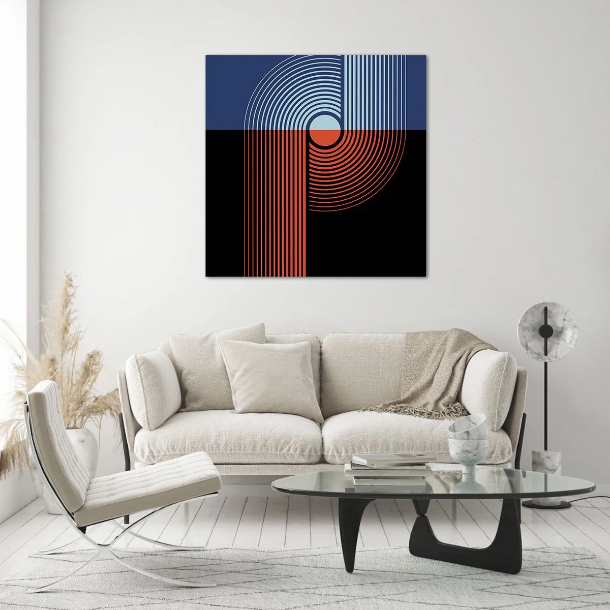 Cuadro sobre vidrio - Impresiones sobre Vidrio - En un abrazo geométrico - 50x50 cm