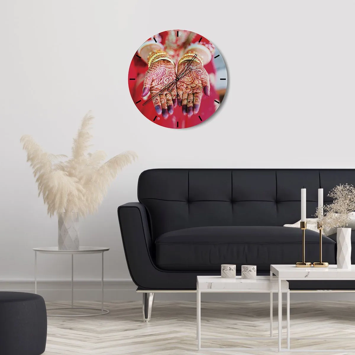 Reloj de pared - Reloj de vidrio - Ritual con las manos - 30x30 cm