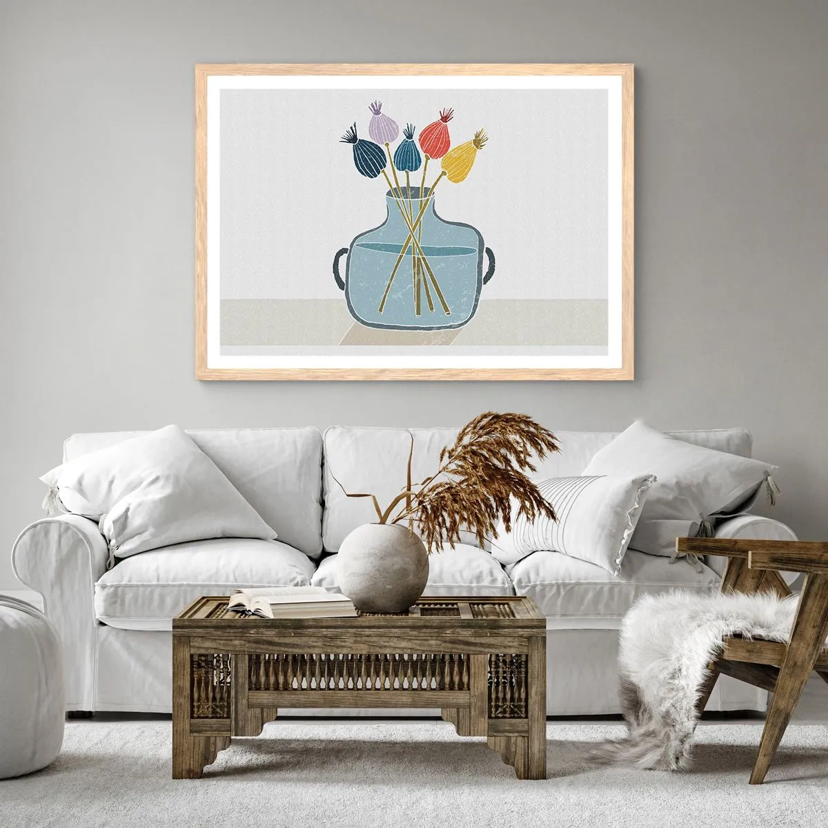 Póster en marco roble claro - Como una semilla de amapola - 100x70 cm