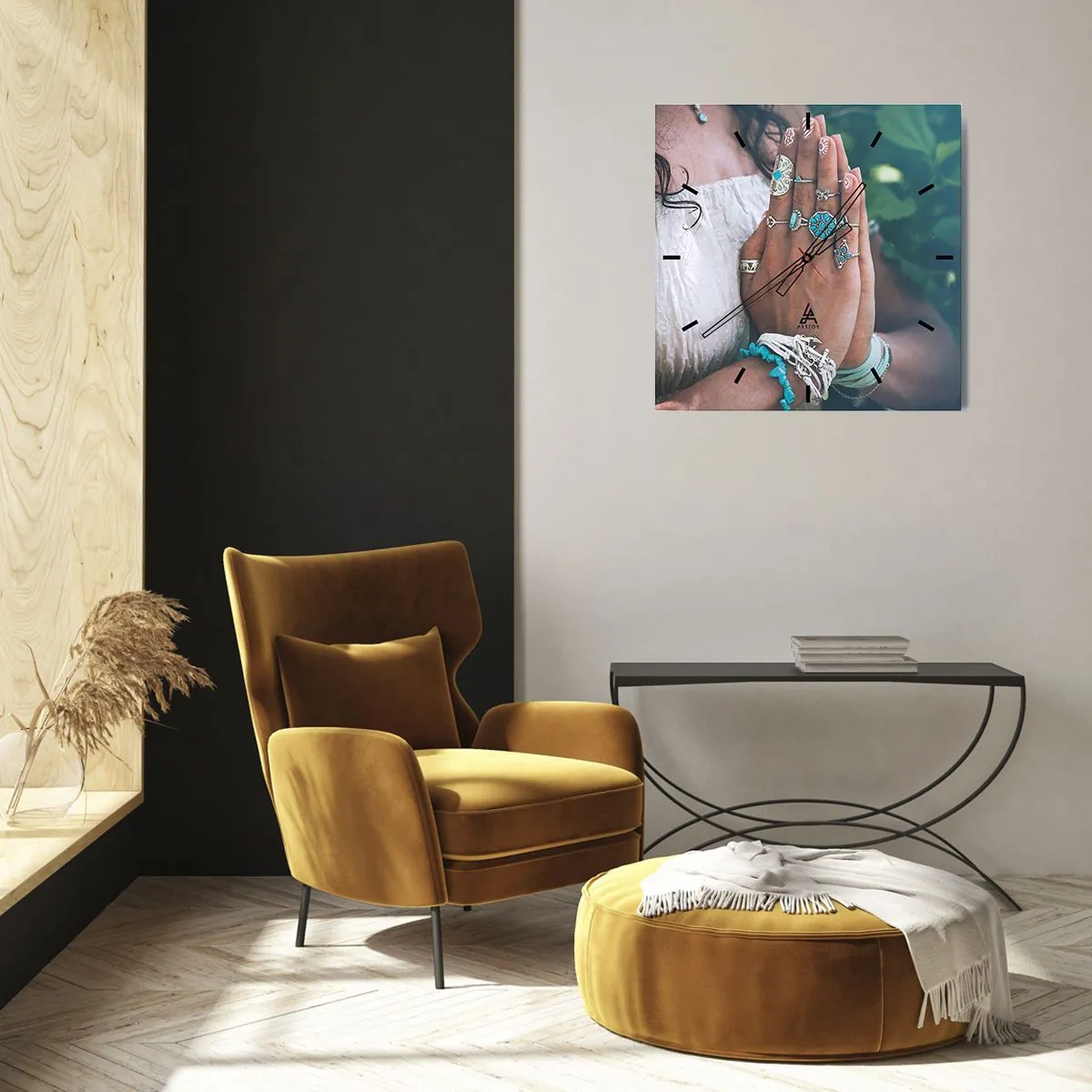 Reloj de pared - Reloj de vidrio - Conocimiento interior - 40x40 cm