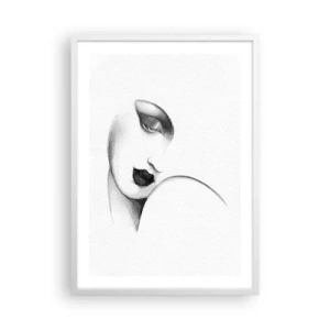 Póster en marco blanco - Pensativa - 50x70 cm